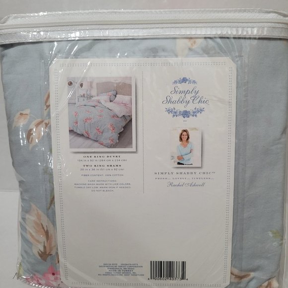 Simply Shabby Chic by Rachel Ashwell Belle Hydrangea Rose KING Duvet Set NEW - Picture 4 of 7